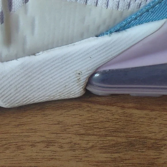 Nike Air Max 270 Women's White Sneakers with Purple and Orange Accents Size 7.5 - Picture 6 of 8